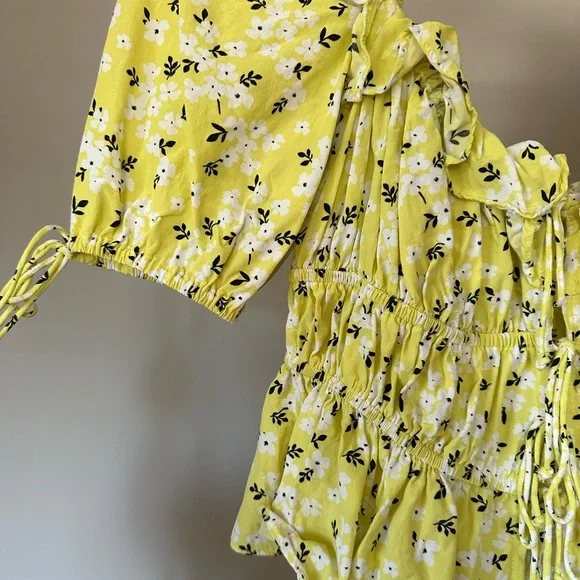 FOR LOVE & LEMONS ditsy yellow floral top size M - Picture 3 of 5